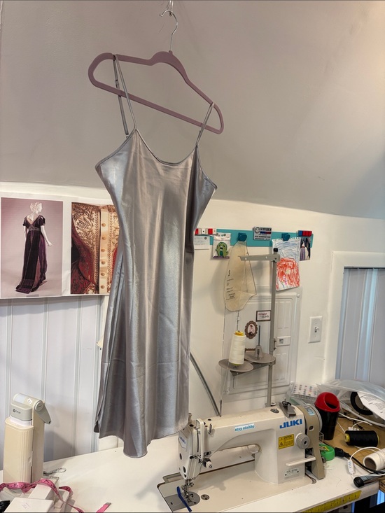 Unique Vintage Other - Unique Vintage Silver Slip Dress with Spaghetti Straps